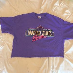 Vintage 90s Universal Studios Florida Crop T-shirt Size L